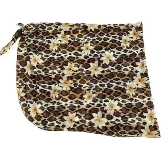 Hawaiian Tropical Floral Yellow Brown Swimming Cover Up One Size #1010 - Picture 2 of 7